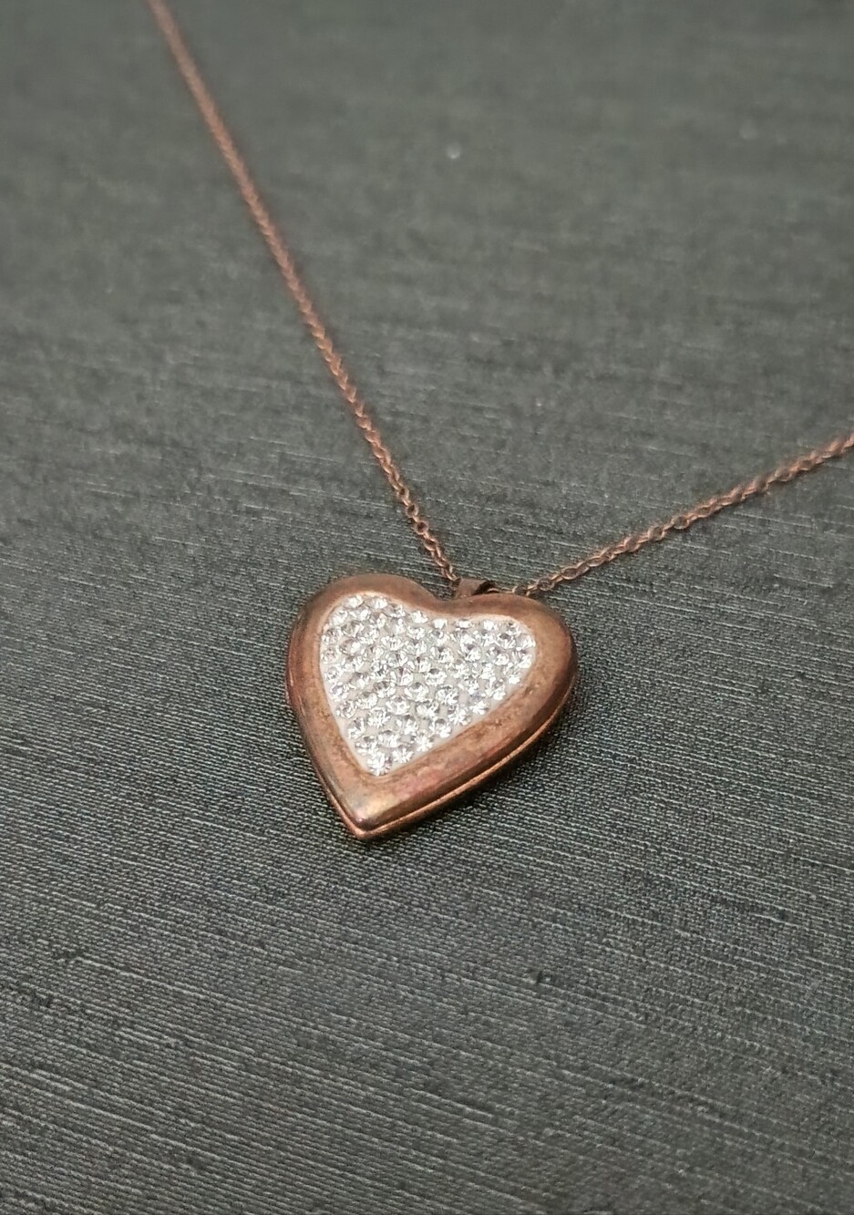 Vintage Heart Pavé Pendant Necklace in Rose Gold 925 Ralph Lauren